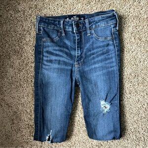 W Hollister Dark Denim High Rise Distressed Jean Legging Stretch Size 24x28 |C28